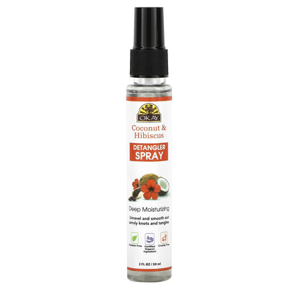 Okay Pure Naturals, Coconut & Hibiscus Detangler Spray, 2 fl oz (59 ml)