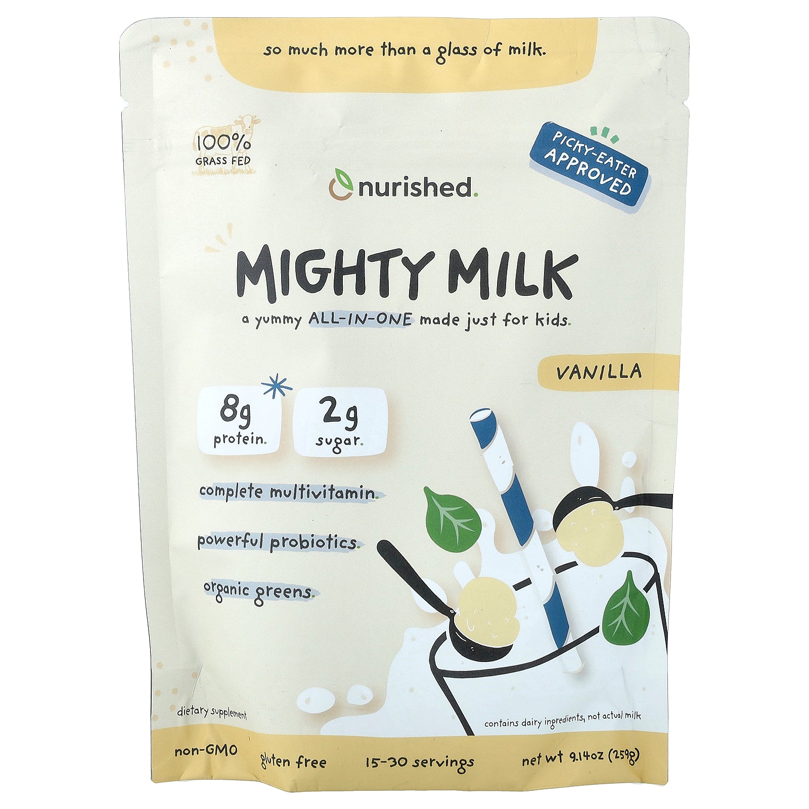 Nurished, Kids, Mighty Milk, Vanilla, 9.14 oz (259 g)