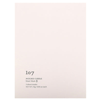 107 Beauty, Avocado Cuddle, Beauty Sheet Masks, 5 Sheets, 0.88 oz (25 g) Each