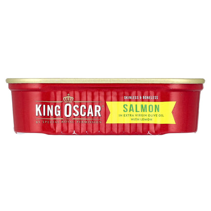 King Oscar, Skinless & Boneless Salmon in Extra Virgin Olive Oil With Lemon, 4.05 oz (115 g)