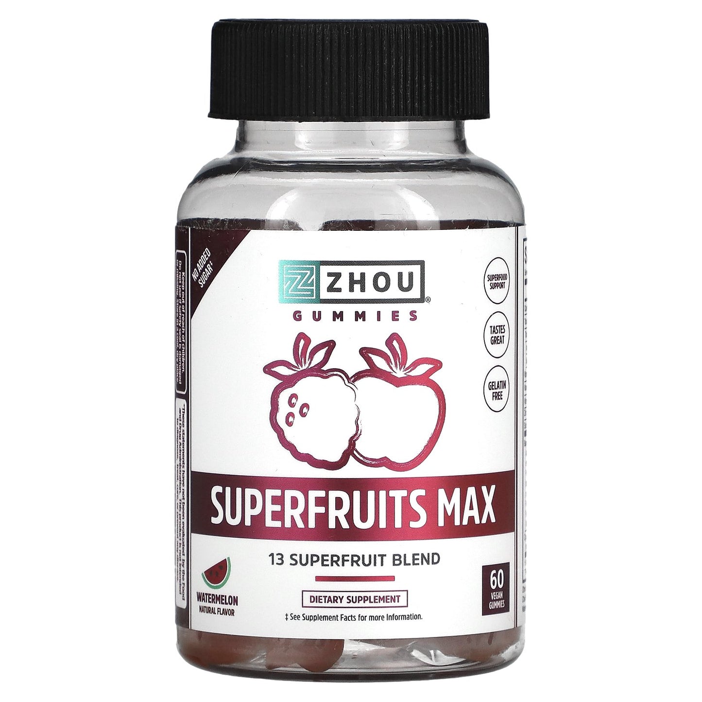 Zhou Nutrition, Superfruits Max, Watermelon, 60 Vegan Gummies