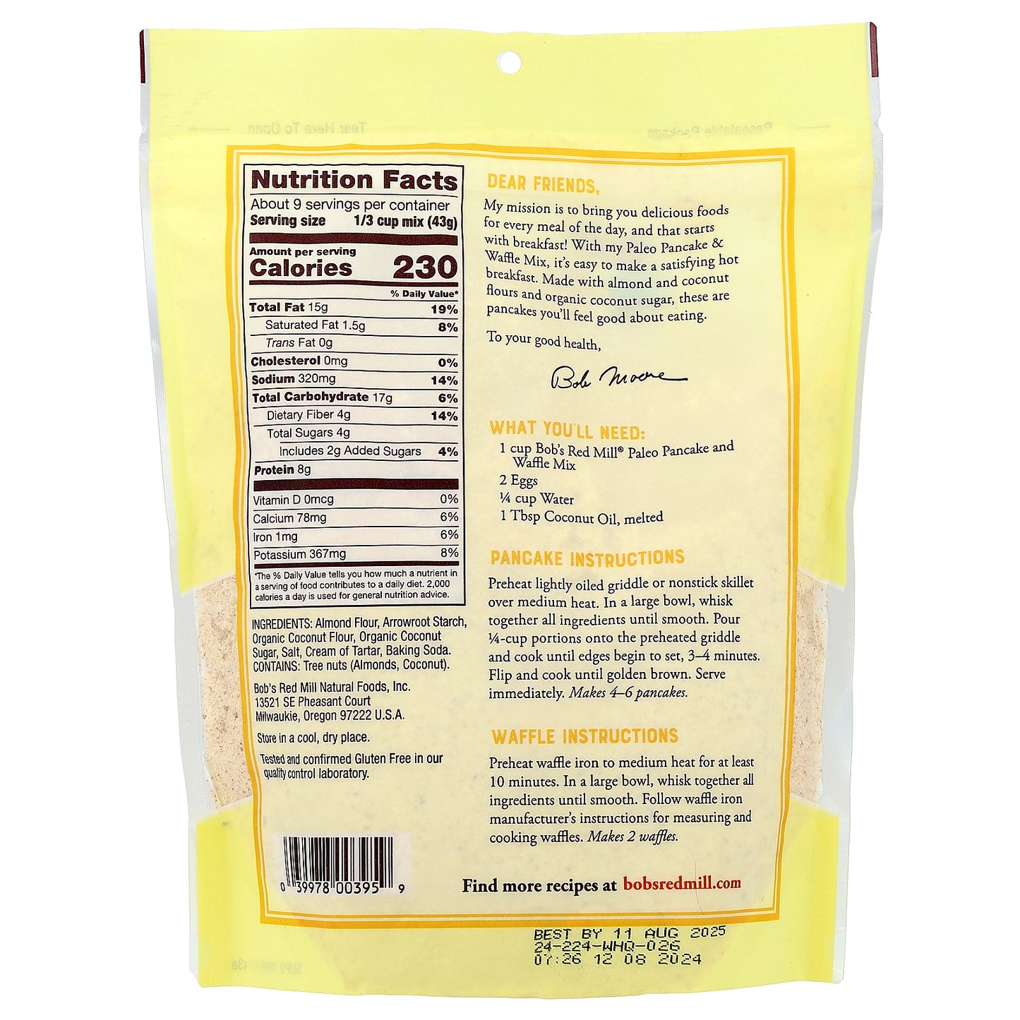 Bob's Red Mill, Paleo Pancake & Waffle Mix, 13 oz (368 g)