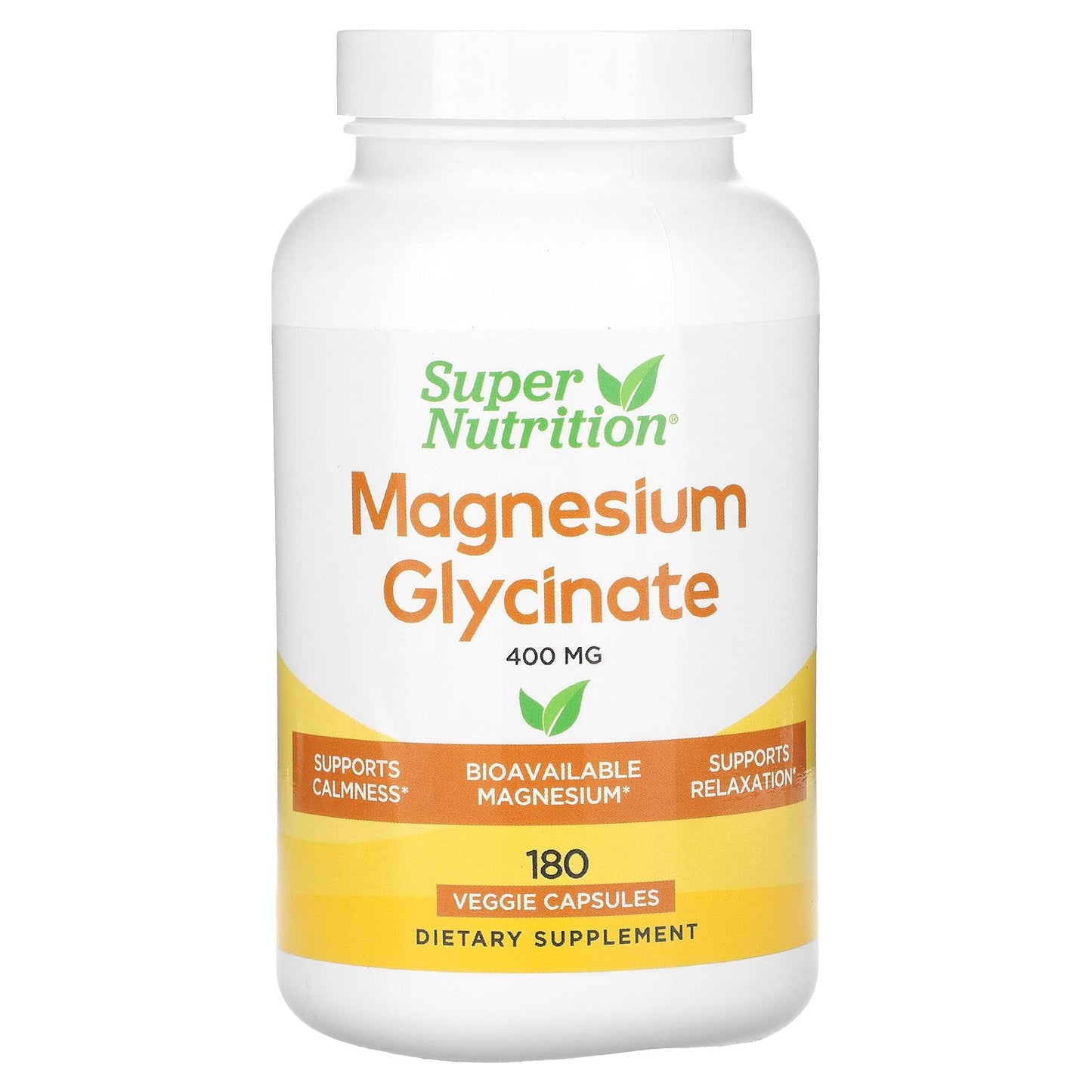 Super Nutrition, Magnesium Glycinate, 400 mg, 180 Veggie Capsules (133 mg Per Capsule)