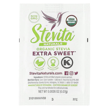 Stevita Naturals, Naturals, Organic Stevia, Extra Sweet, 50 Packets, 0.13 oz (3.75 g)