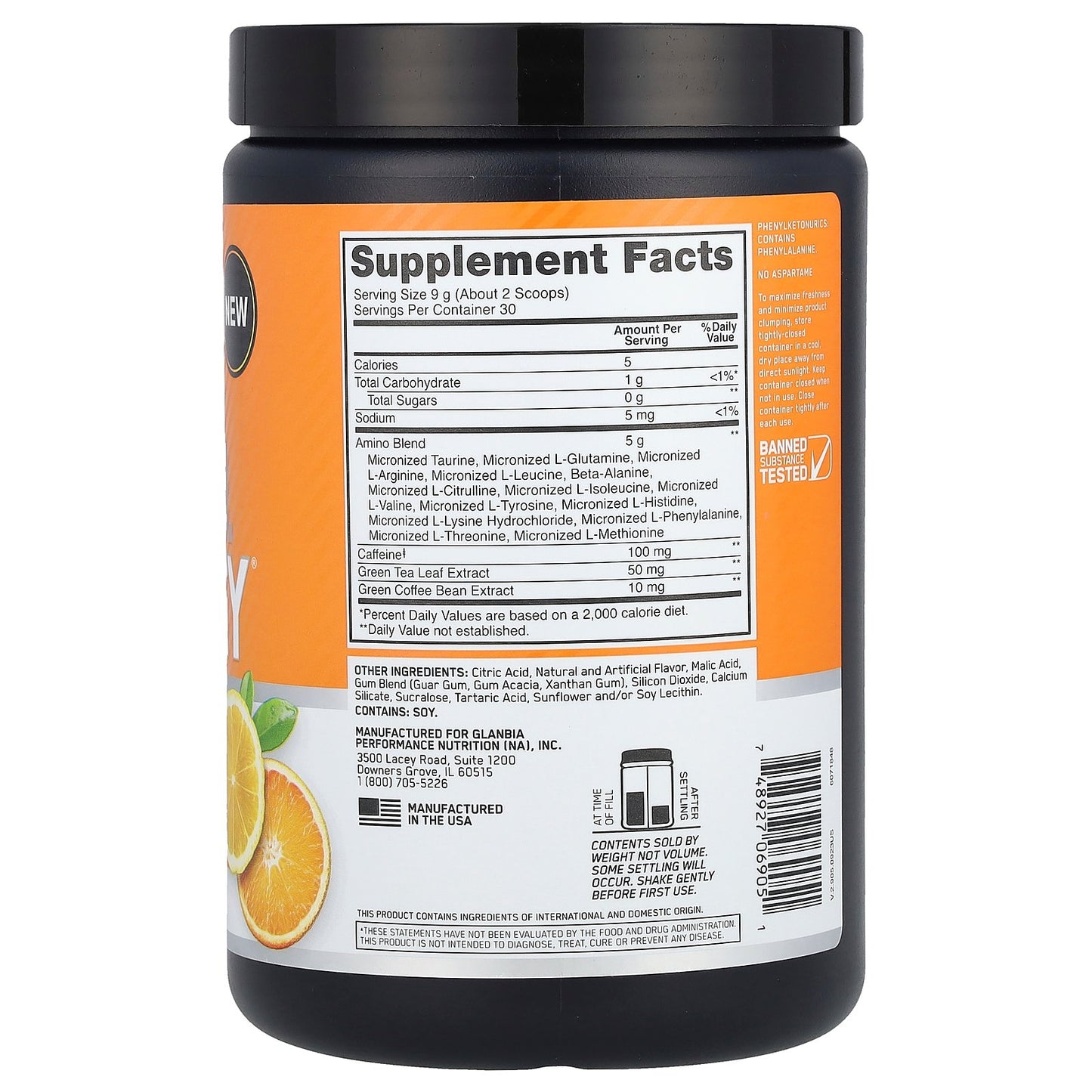 Optimum Nutrition, Essential Amin.O. Energy®, Citrus Spritz, 9.5 oz (270 g)