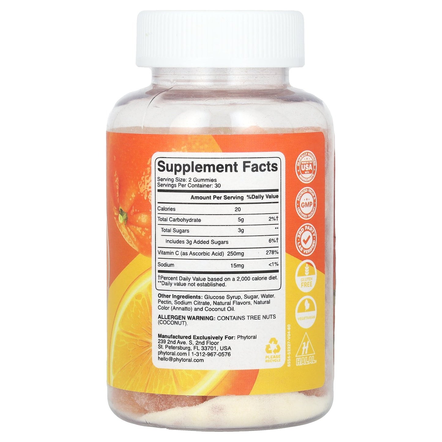 Phytoral, Advanced Vitamin C Gummies, Orange, 60 Gummies