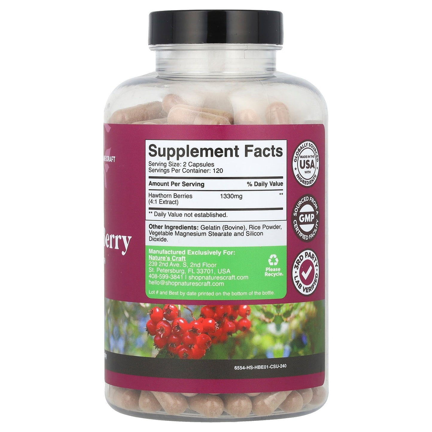 Nature's Craft, Hawthorn Berry, 240 Capsules (665 mg per Capsule)