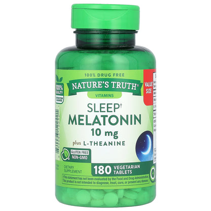 Nature's Truth, Sleep Melatonin Plus L-Theanine, 10 mg, 180 Vegetarian Tablets