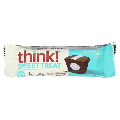 Think !, Sweet Treat, High Protein Bar,  Chocolate & Creme Cupcake, 10 Bars, 2.01 oz (57 g) Each