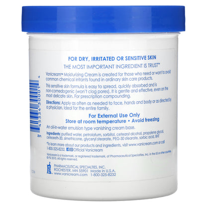 Vanicream, Moisturizing Cream, For Dry, Irritated or Sensitive Skin, 1 lb (453 g)