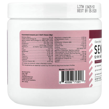 Chew + Heal, Senior 12-in-1 Multivitamin, For Dogs, 60 Soft Chews, 8.4 oz (240 g)
