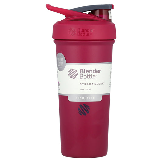 Blender Bottle, Strada Sleek™, Insulated Stainless Steel, Raspberry, 25 oz (740 ml)