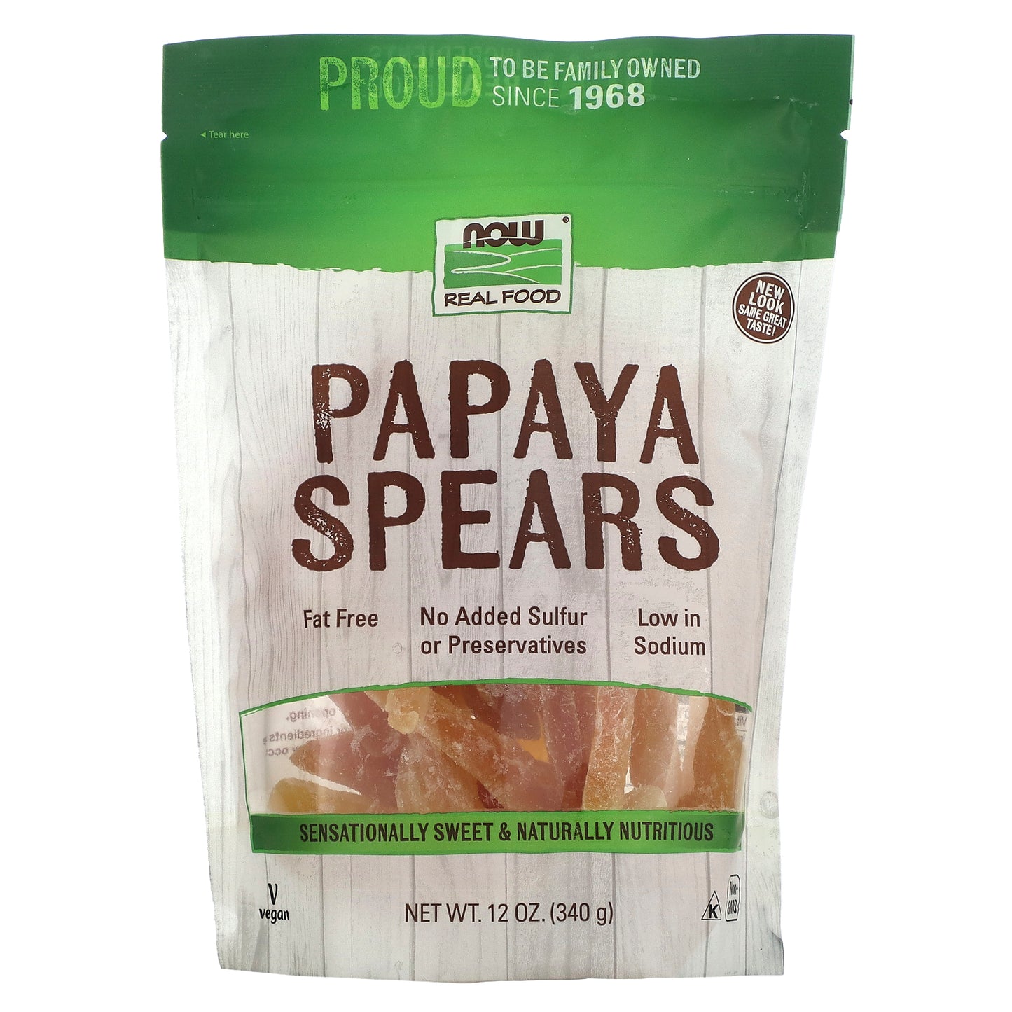 NOW Foods, Real Food, Papaya Spears, 12 oz (340 g)