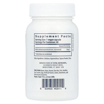 Vital Nutrients, DHEA (Micronized), 10 mg, 60 Vegan Capsules