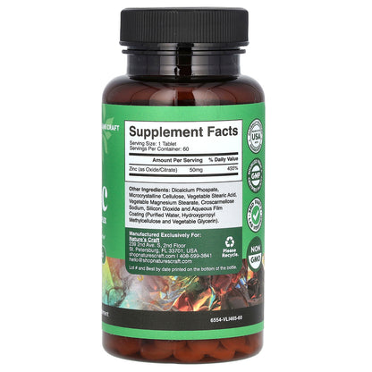 Nature's Craft, Zinc, 50 mg, 60 Tablets