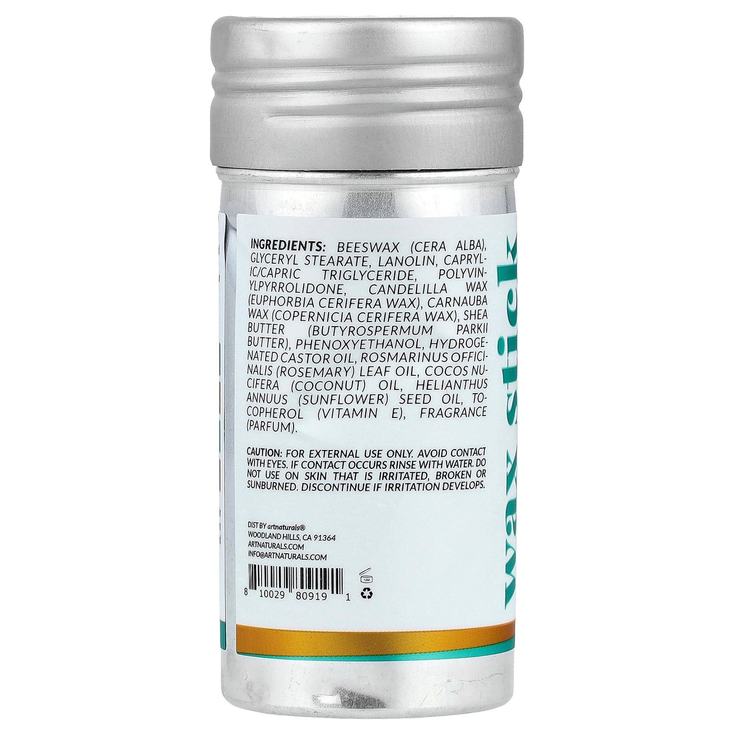 artnaturals, Rosemary & Castor Oil Hair Wax Stick, For All Hair Types, 2.7 oz (75 g)