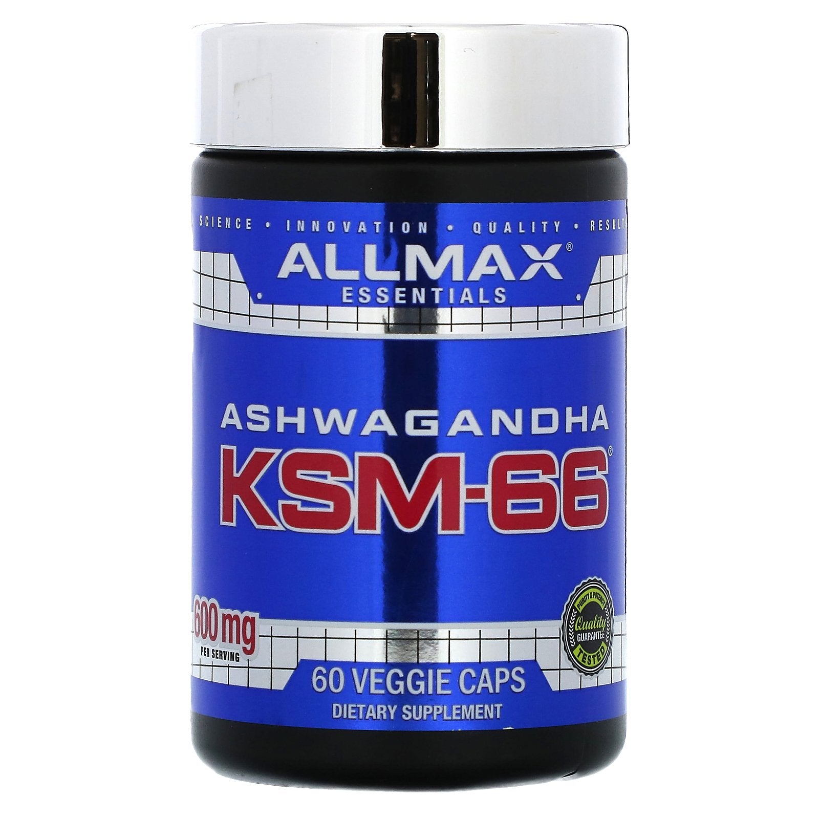 ALLMAX, Essentials, Ashwagandha KSM-66, 600 mg, 60 Veggie Caps (300 mg per Capsule)