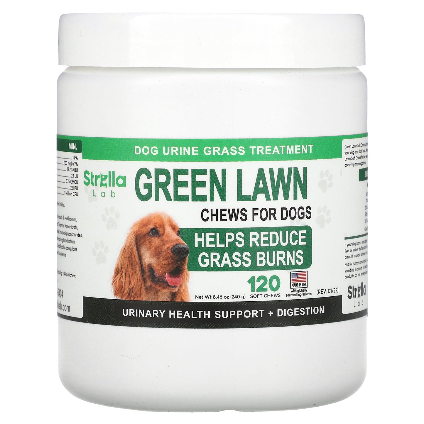 StrellaLab, Green Lawn Chews For Dogs, 120 Soft Chews, 8.46 oz (240 g)