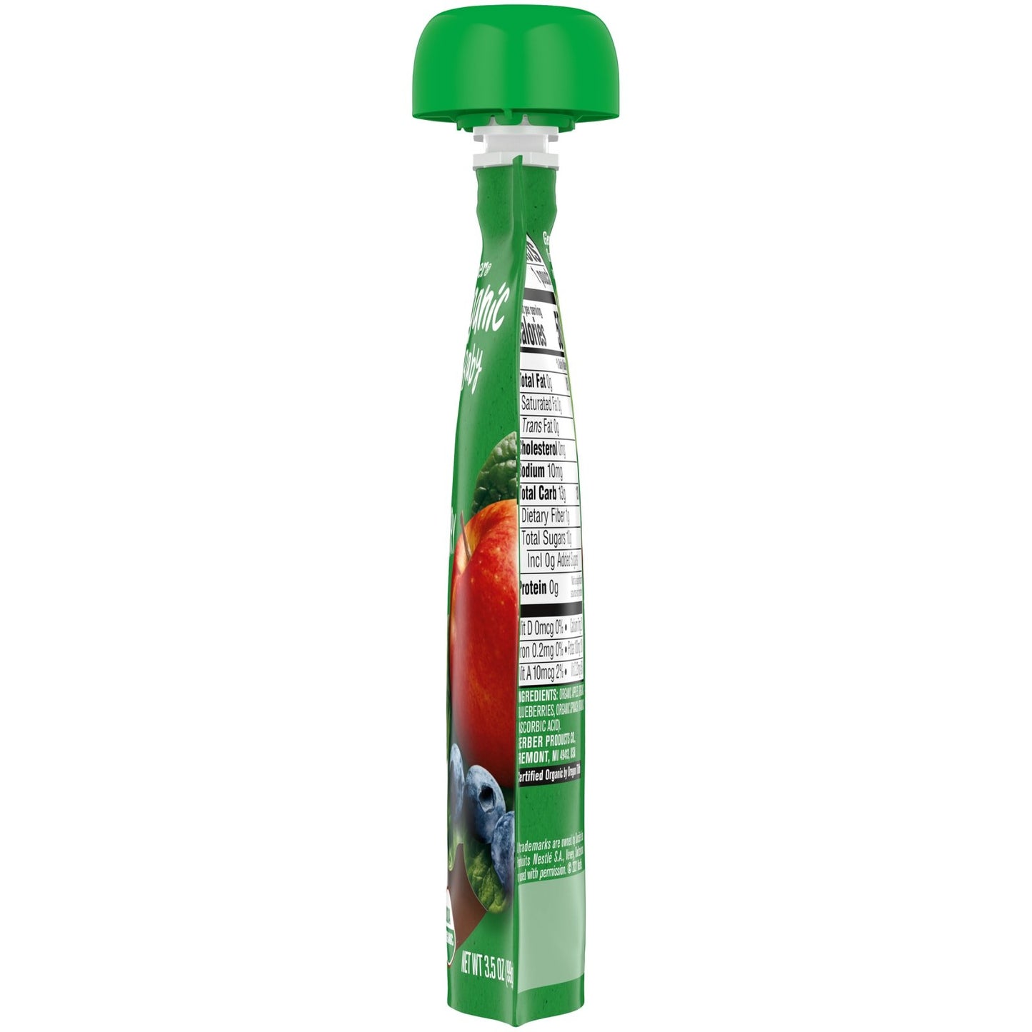 Gerber, Organic Puree, 2nd Foods®, Apple Blueberry Spinach, 3.5 oz (99 g)