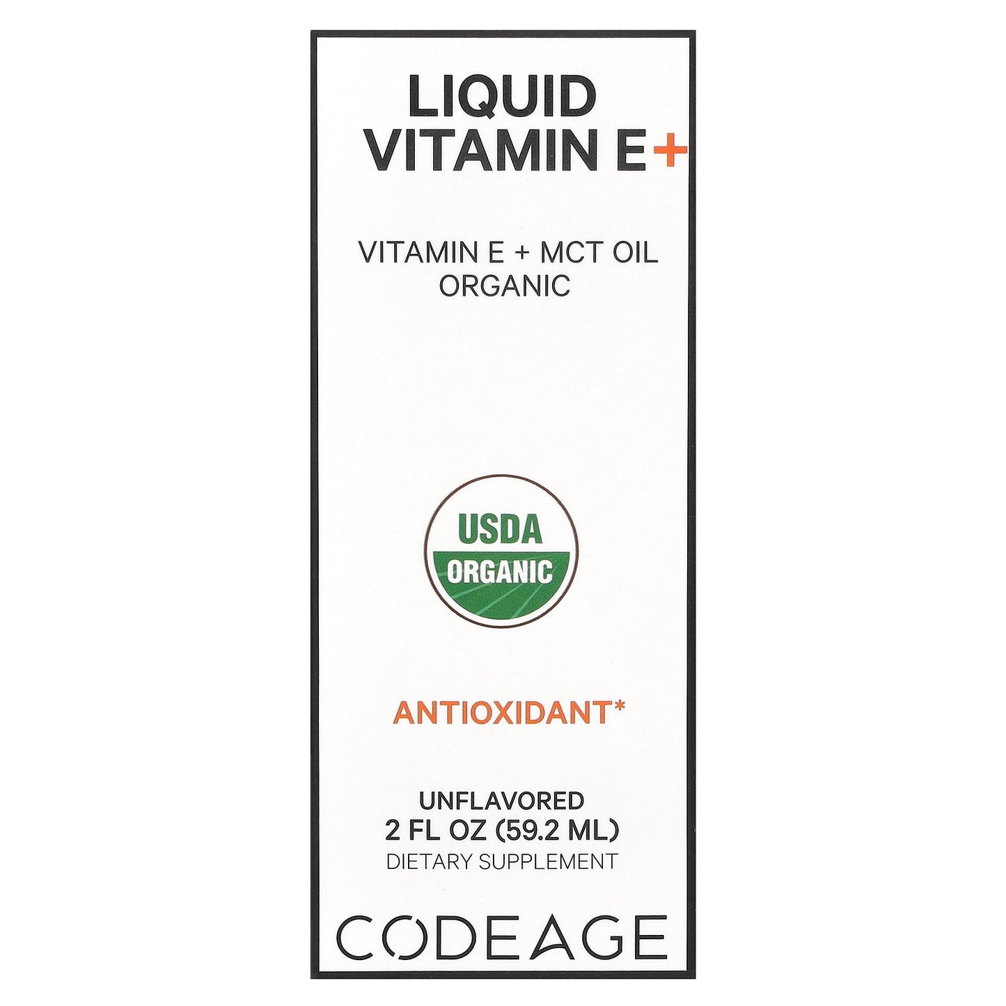 Codeage, Liquid Vitamin E+, Unflavored, 2 fl oz (59.2 ml)