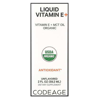 Codeage, Liquid Vitamin E+, Unflavored, 2 fl oz (59.2 ml)