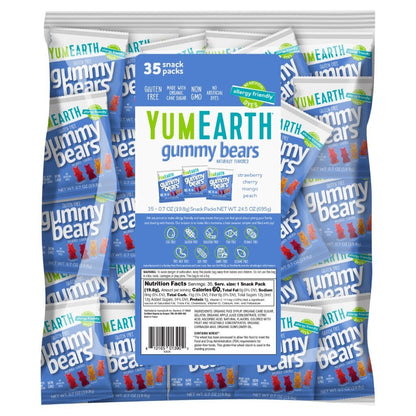 YumEarth, Gummy Bears, Assorted, 35 Snack Packs, 0.7 oz (19.8 g) Each