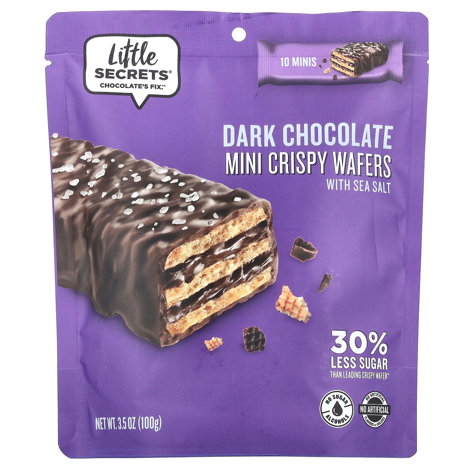 Little Secrets, Mini Crispy Wafers, Dark Chocolate With Sea Salt, 3.5 oz (100 g)