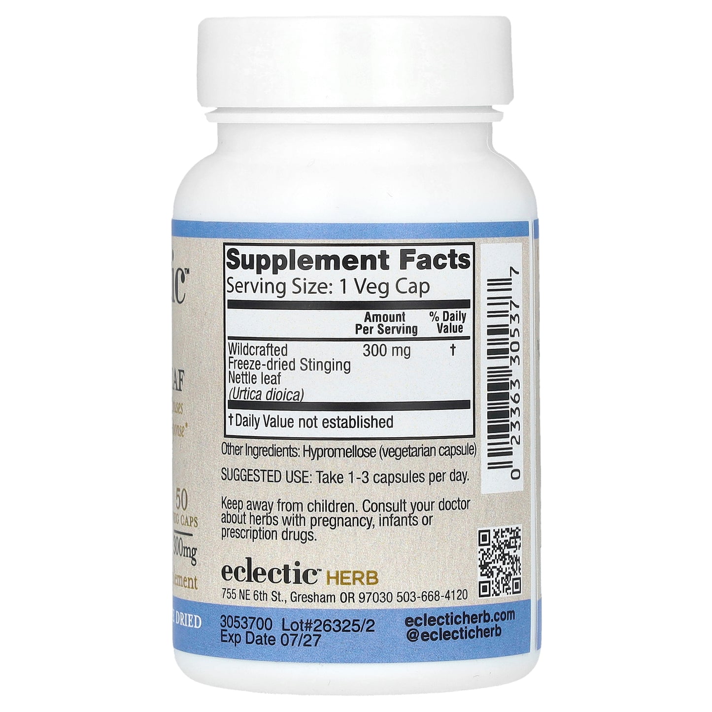 Eclectic Herb, Freeze Dried Nettle Leaf, 300 mg, 50 Veg Caps