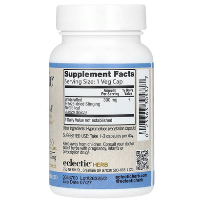 Eclectic Herb, Freeze Dried Nettle Leaf, 300 mg, 50 Veg Caps