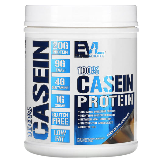 EVLution Nutrition, 100% Casein Protein, Chocolate Caramel, 1 lb (454 g)