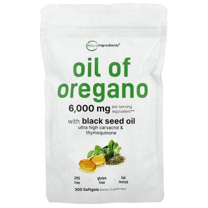 Micro Ingredients, Oil of Oregano with Black Seed Oil, 300 Softgels