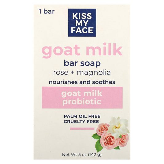 Kiss My Face, Goat Milk Bar Soap, Rose + Magnolia, 5 oz (142 g)