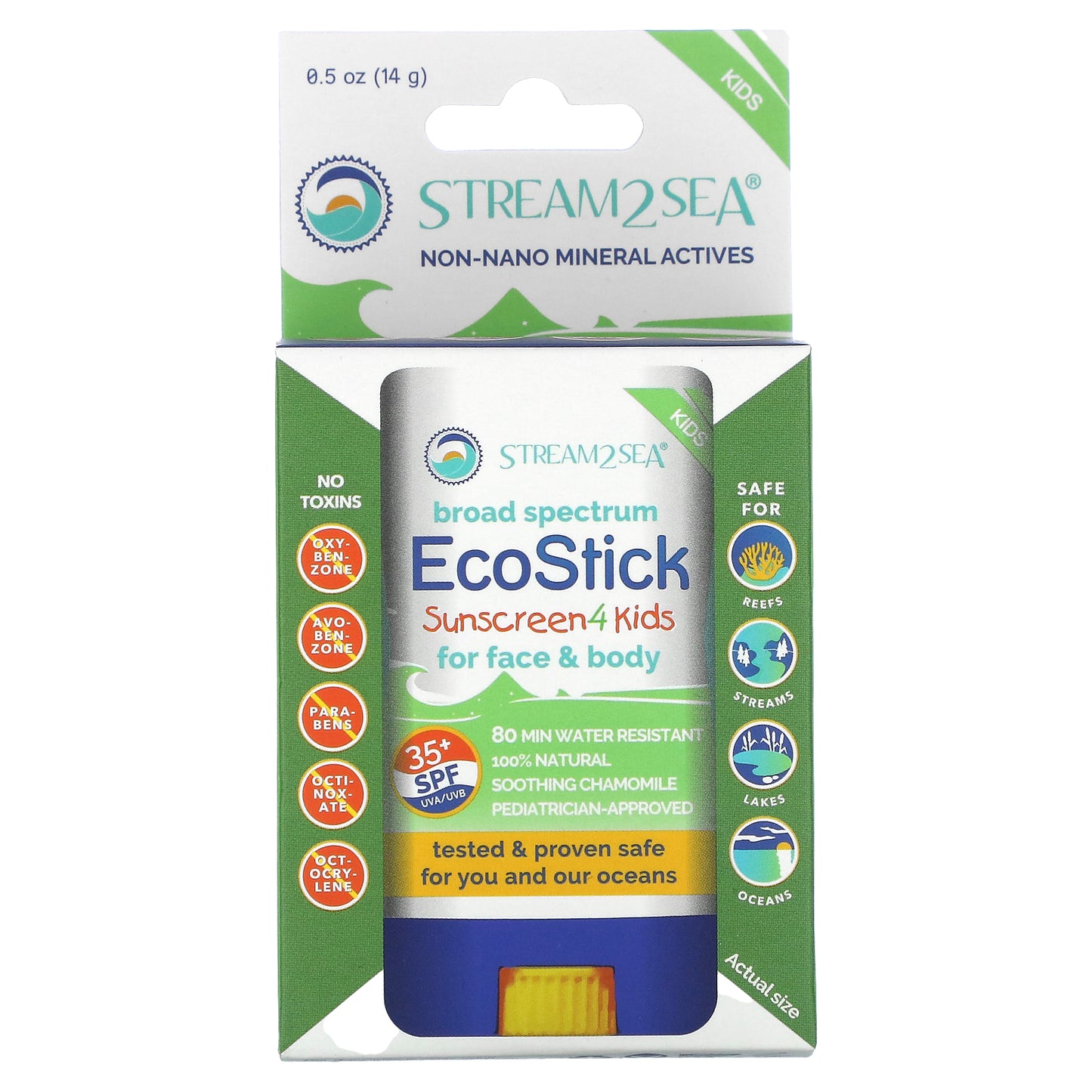 Stream2Sea, EcoStick Sunscreen 4 Kids, SPF 35+, Fragrance Free, 0.5 oz (16 g)