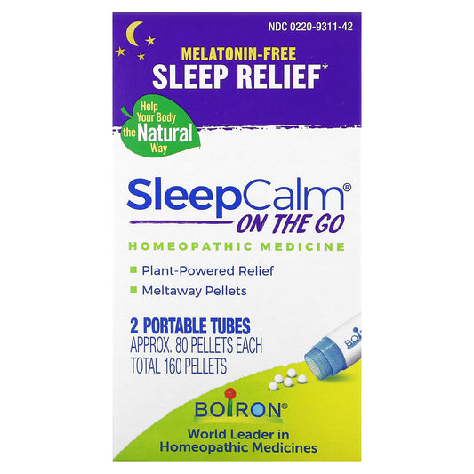 Boiron, SleepCalm On The Go, 2 Portable Tubes, Approx. 80 Pellets Each