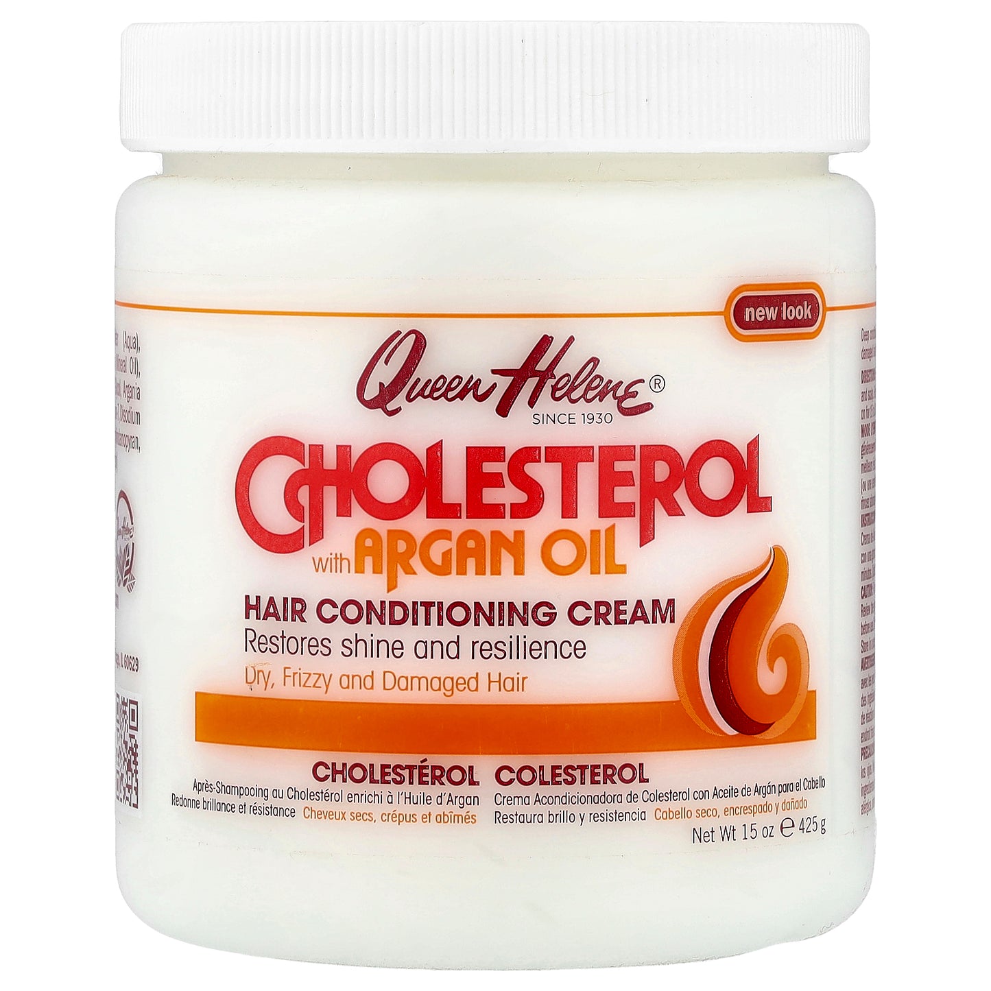 Queen Helene, Hair Conditioning Cream, Cholesterol with Argan Oil, Dry, Frizzy and Damaged Hair, 15 oz (425 g)