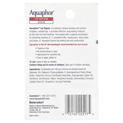 Aquaphor, Lip Repair Stick, Immediate Relief, 2 Sticks, 0.17 oz (4.8 g) Each