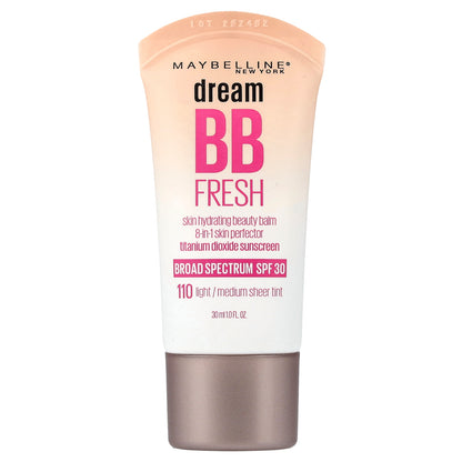 Maybelline, Dream BB Fresh, Skin Hydrating Beauty Balm, SPF 30, 110 Light/Medium Sheer Tint, 1 fl oz (30 ml)