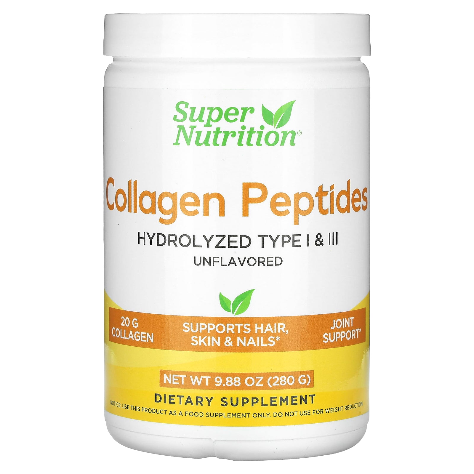 Super Nutrition, Collagen Peptides, Unflavored, 9.88 oz (280 g)