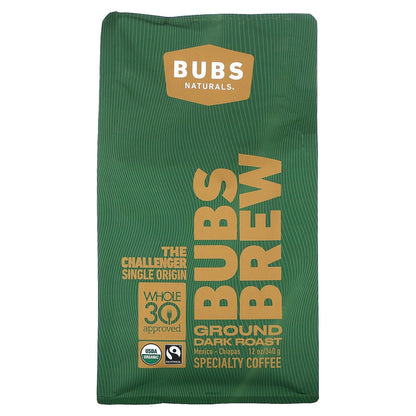 BUBS Naturals, Bubs Brew, The Challenger Single Origin, Ground, Dark Roast, 12 oz (340 g)