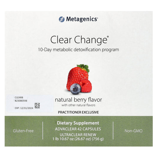 Metagenics, Clear Change, 10-Day Metabolic Detoxification Program, Natural Berry, 3 Piece Kit