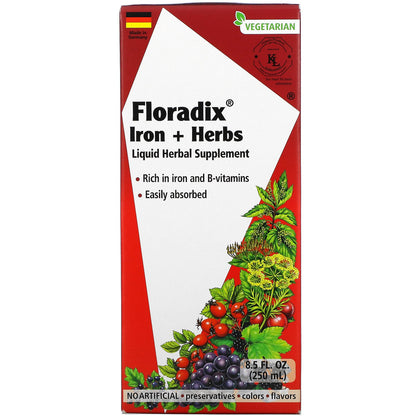 Floradix, Floradix, Iron + Herbs, Liquid Herbal Supplement, 8.5 fl oz (250 ml)