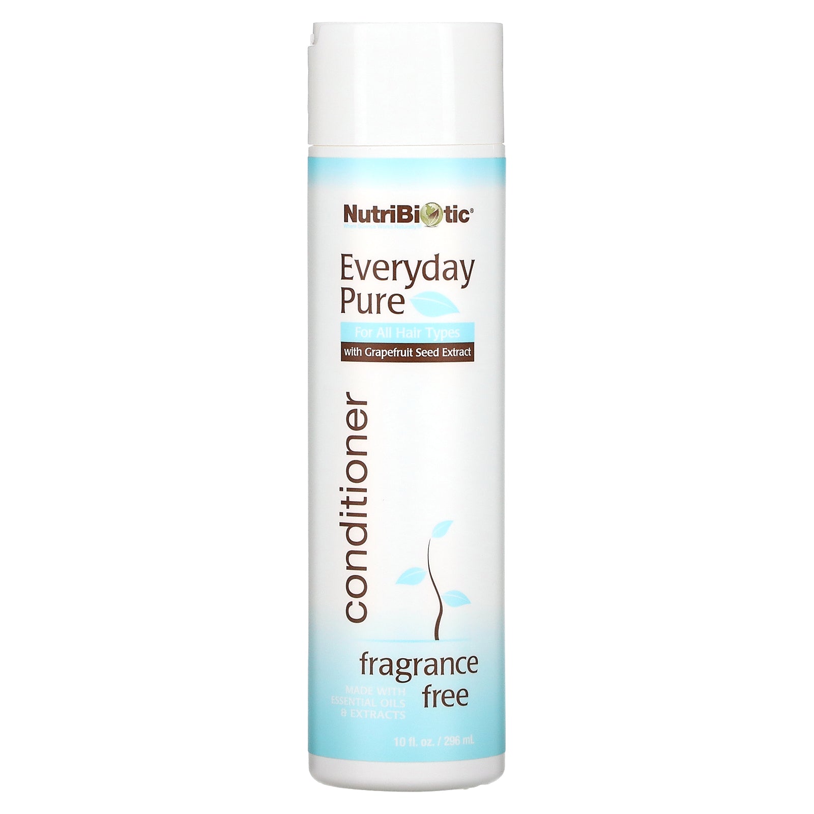 NutriBiotic, Everyday Pure Conditioner, For All Hair Types, Fragrance Free, 10 fl oz (296 ml)