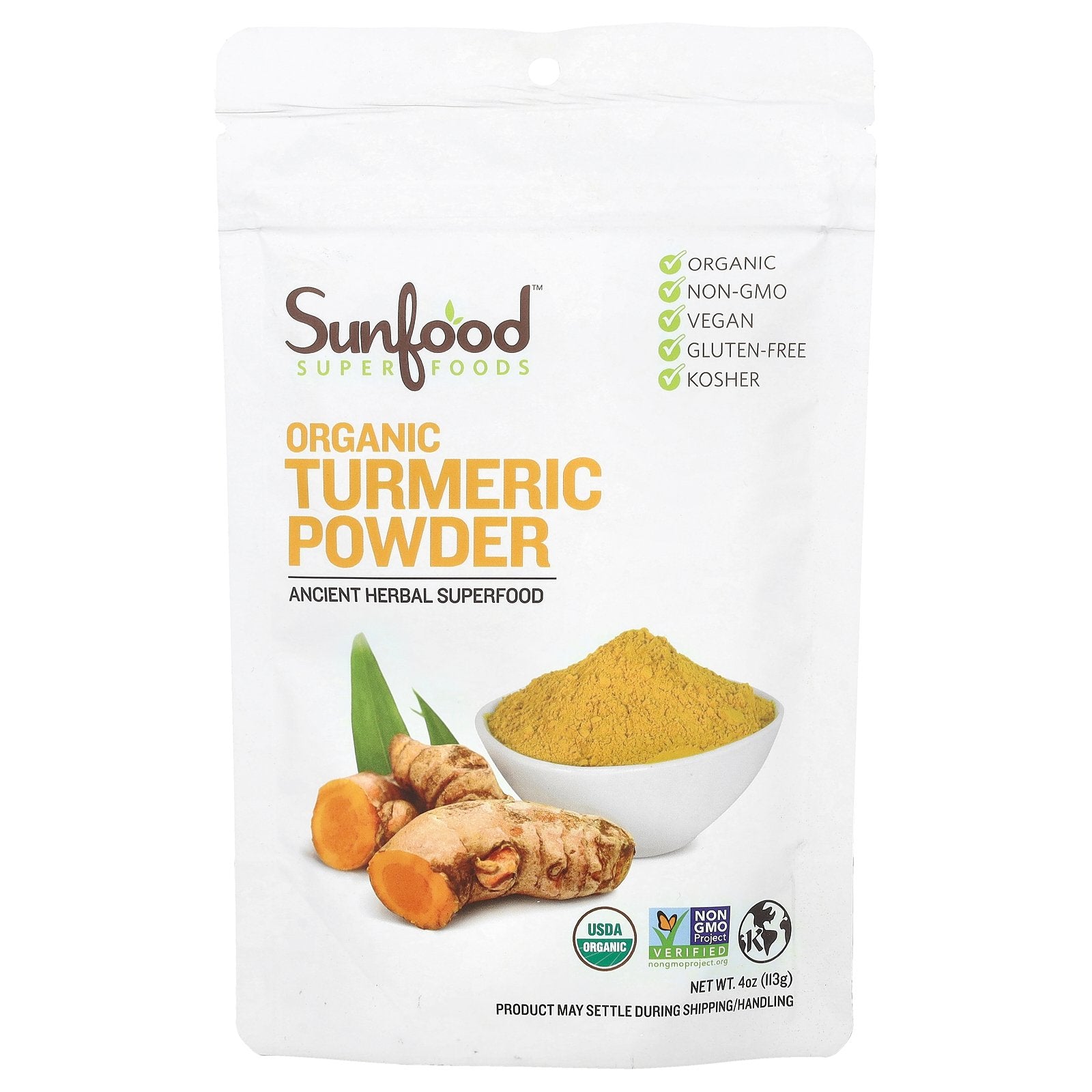 Sunfood, Organic Turmeric Powder, 4 oz (113 g)