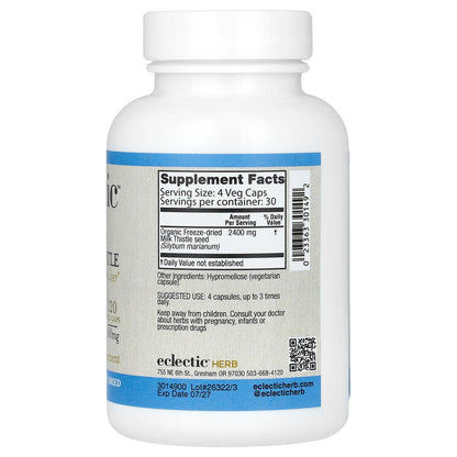 Eclectic Herb, Freeze Dried Milk Thistle, 120 Veg Caps (600 mg per Capsule)