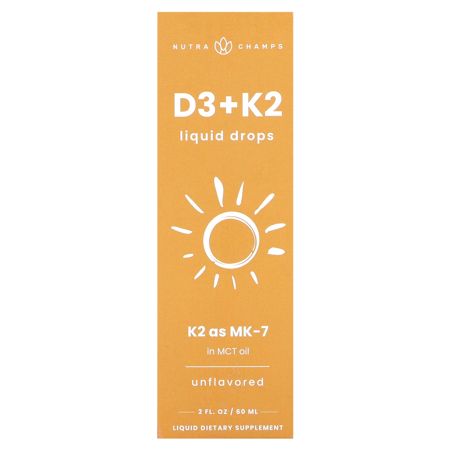 NutraChamps, D3 + K2 Liquid Drops, Unflavored, 2 fl oz (60 ml)