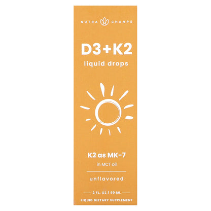 NutraChamps, D3 + K2 Liquid Drops, Unflavored, 2 fl oz (60 ml)