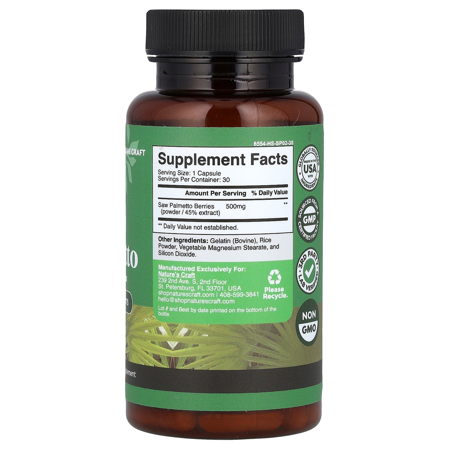 Nature's Craft, Saw Palmetto, 500 mg, 30 Capsules