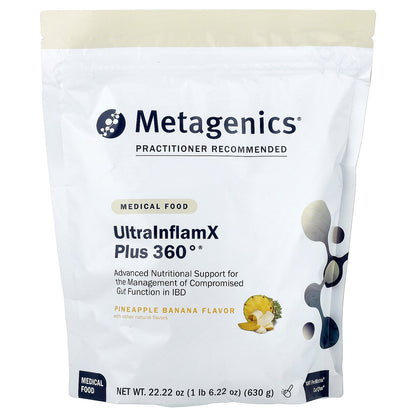 Metagenics, UltraInflamX Plus 360°, Medical Food, Pineapple Banana, 22.22 oz (630 g)