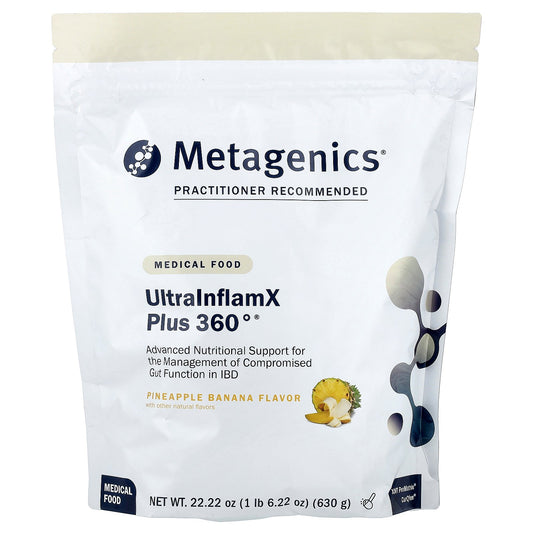 Metagenics, UltraInflamX Plus 360°, Medical Food, Pineapple Banana, 22.22 oz (630 g)