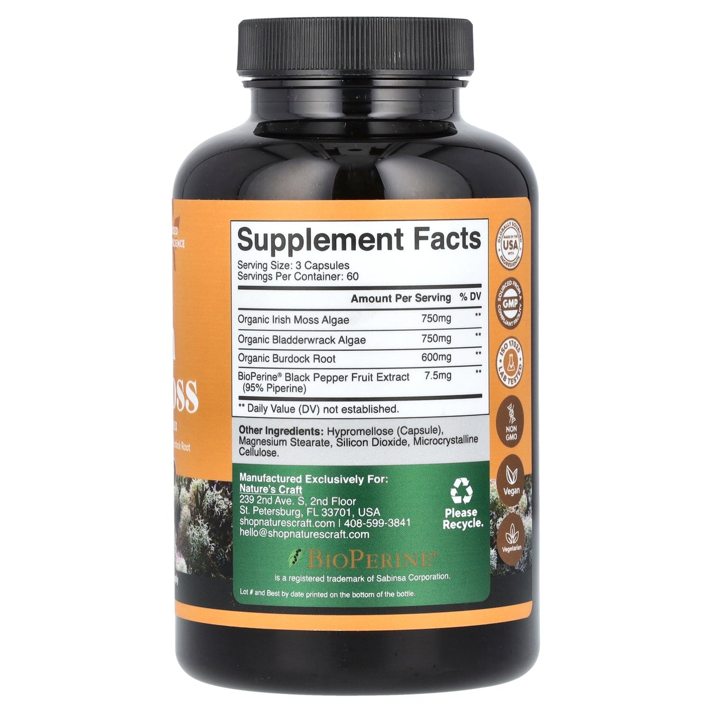 Nature's Craft, Irish Sea Moss, 180 Capsules